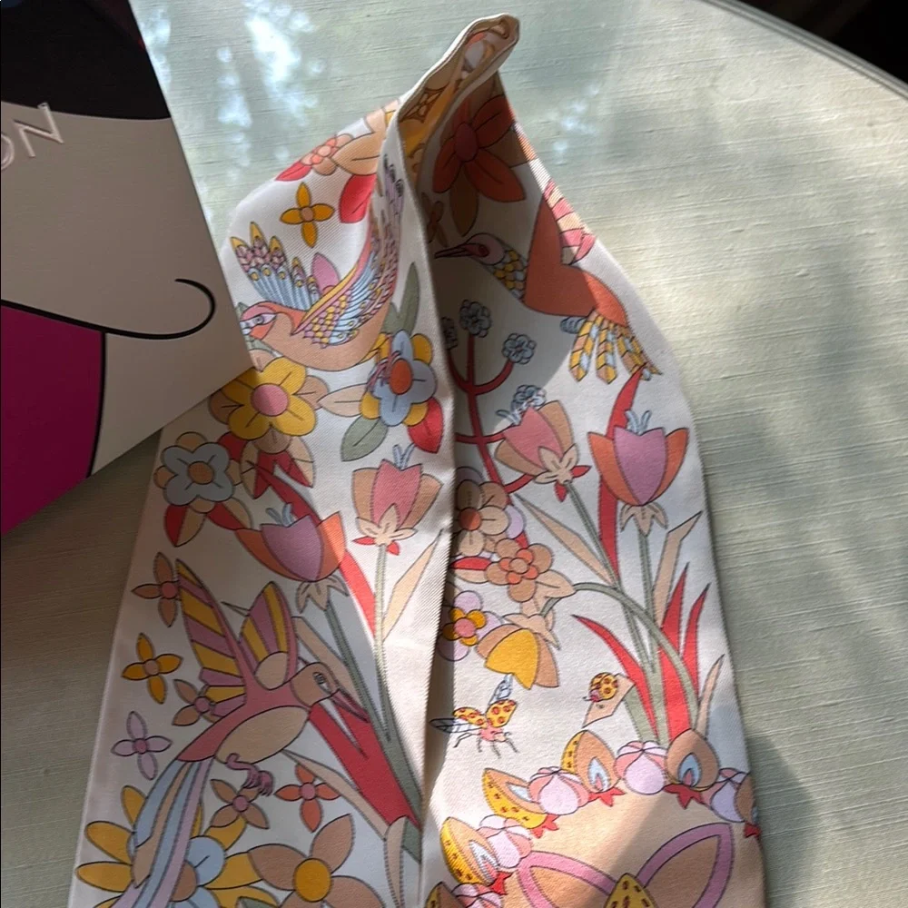 NWT Louis Vuitton Multicolor Floral Silk Twilly - Picture 5 of 9